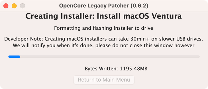 Создание установочного носителя macOS 13 Ventura с помощью OpenCore Legacy Patcher