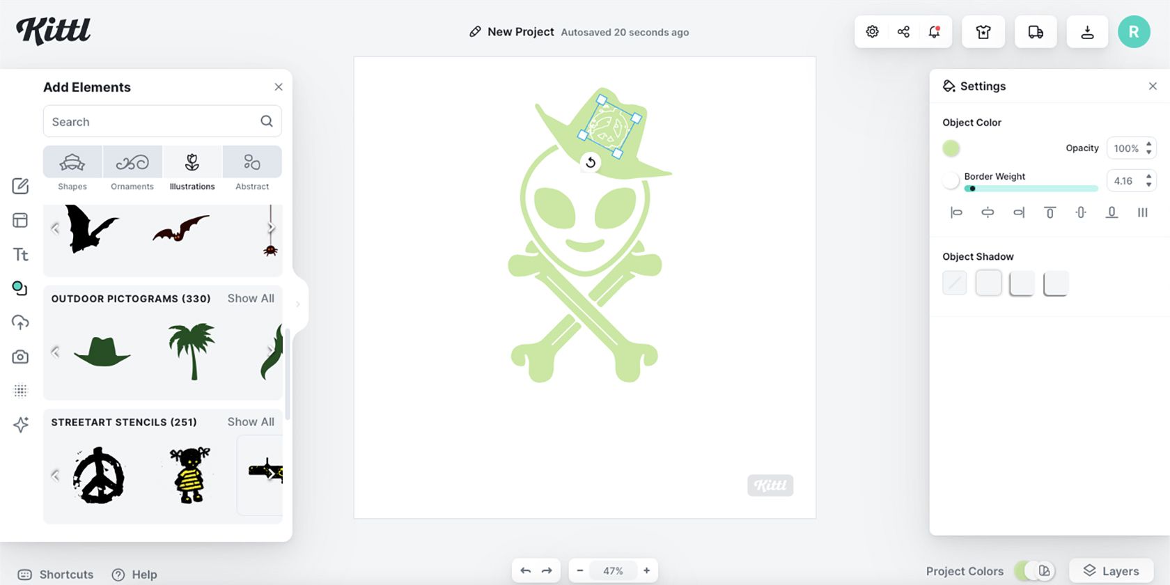 Alien Cowboy Logo Made in Kittl