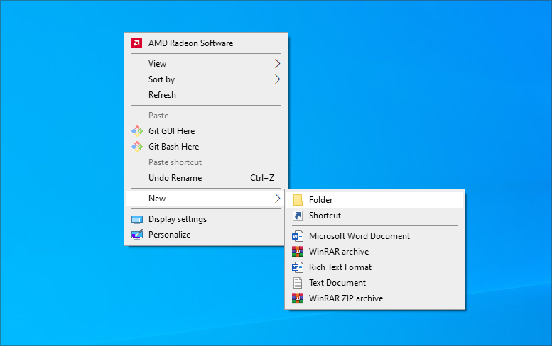Creare una nuova cartella sul desktop