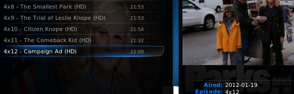 выбор эпизода Hulu в XBMC