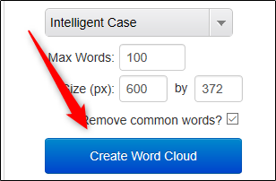 Кнопка «Create Word Cloud» в панели Pro Word Cloud