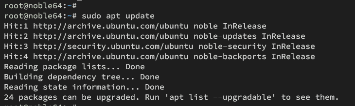 Обновление списков пакетов apt
