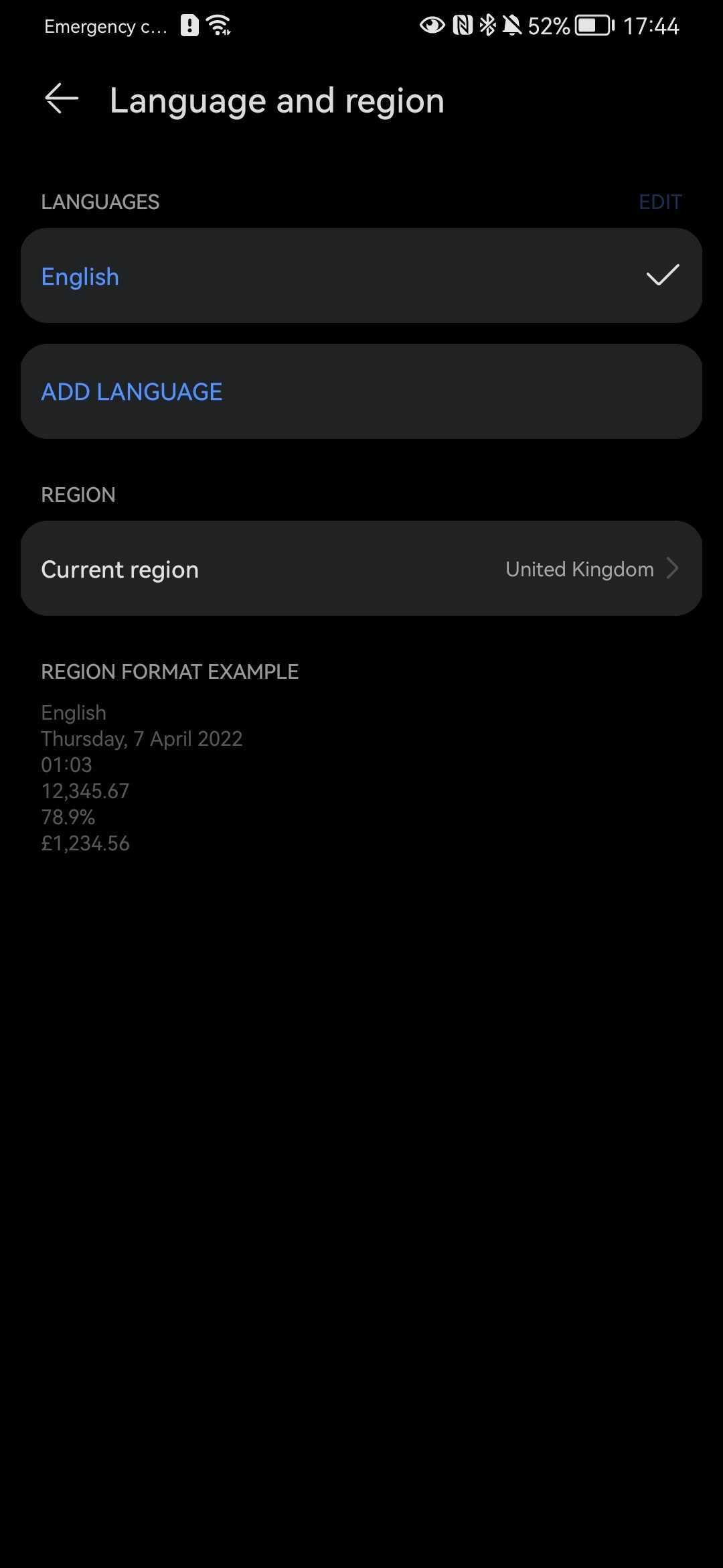 Настройки языка в системе