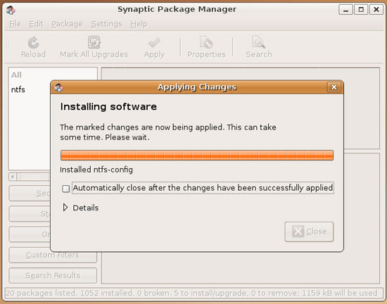 Завершение установки ntfs-3g и зависимостей
