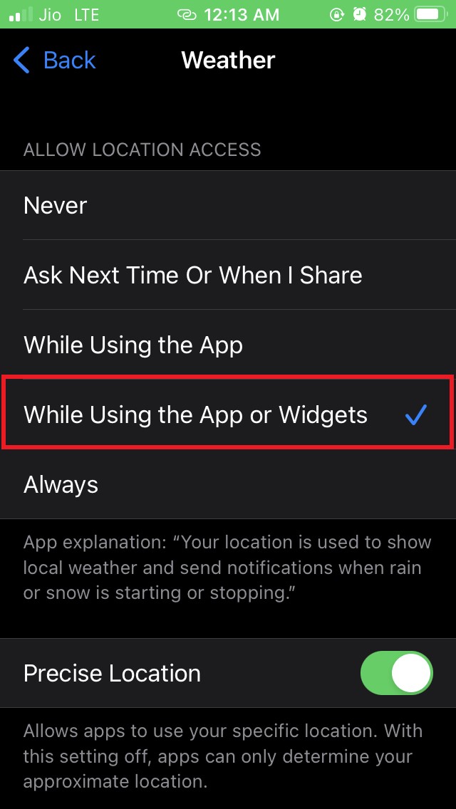 set allow location access