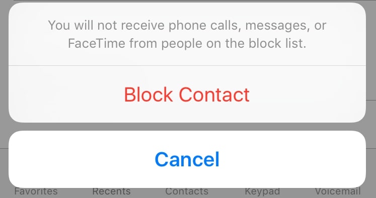 Скриншот настроек телефона на iPhone