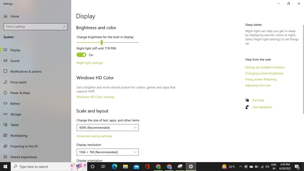 Выбор разрешения экрана в Windows