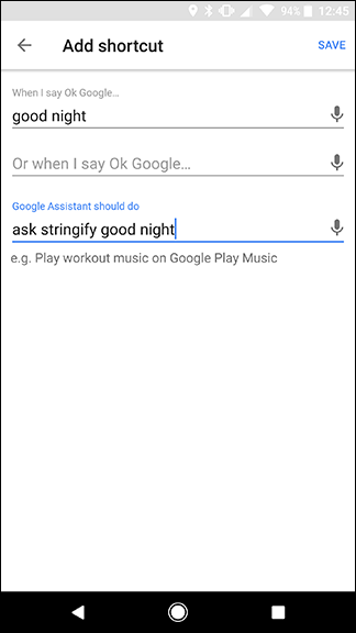 Сохранение ярлыка в Google Home