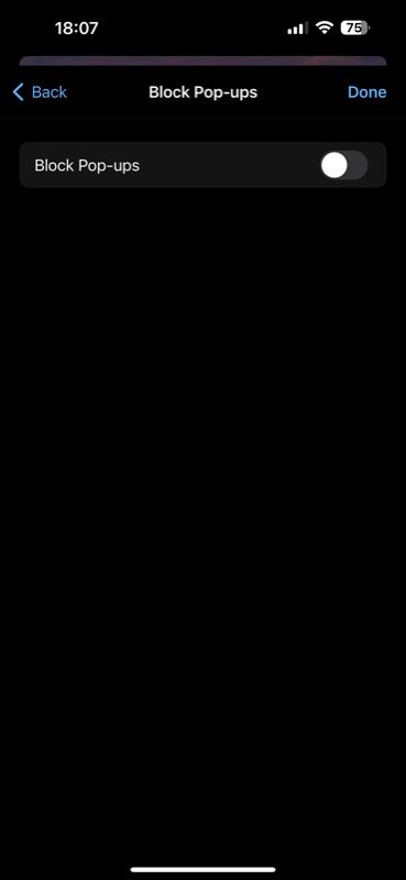 Переключатель блокировки всплывающих окон в Edge