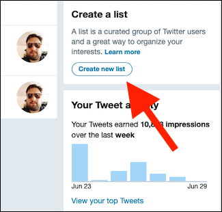 Кнопка 'Создать новый список' в веб-интерфейсе
