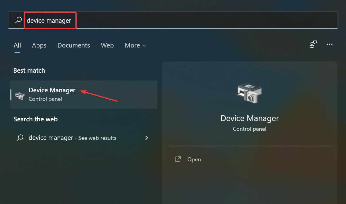 Окно поиска — запуск Диспетчера устройств