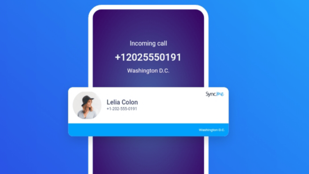 Логотип Sync.ME с примером профиля