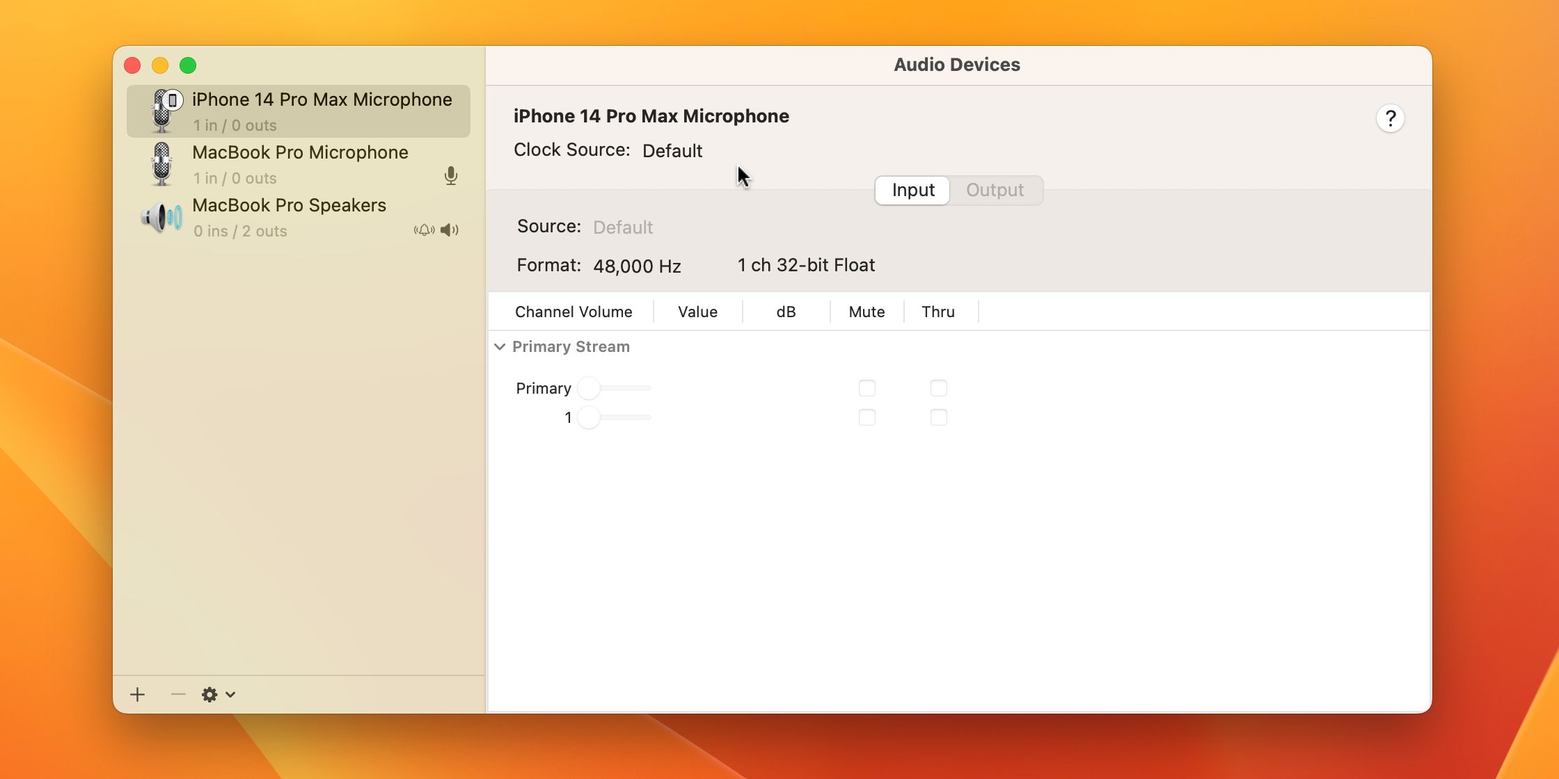 Audio Midi Setup на macOS Ventura