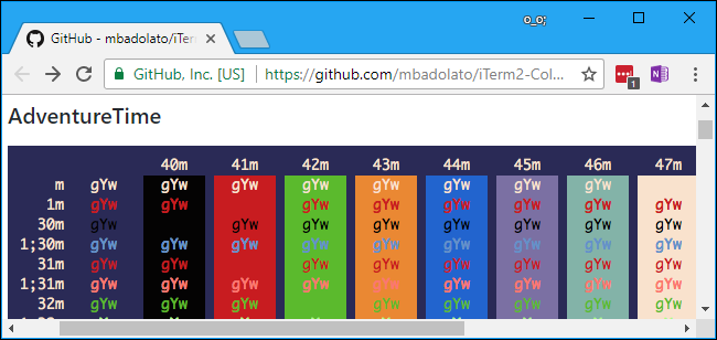 Список цветовых схем в репозитории iTerm2