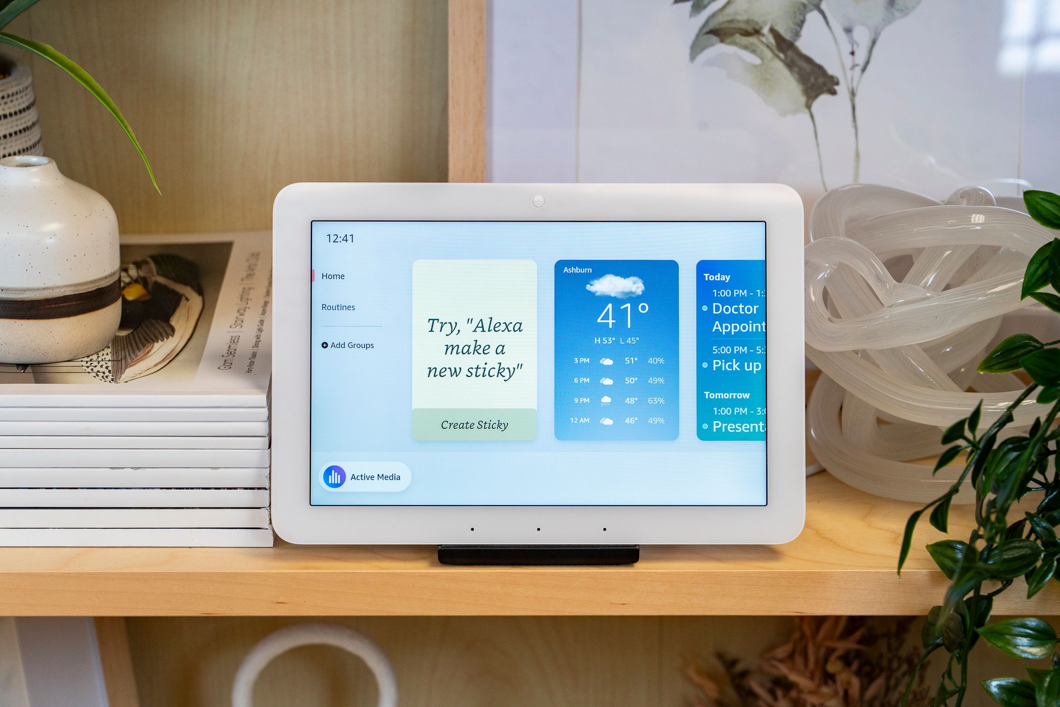 The Amazon Echo Hub placed on a table.