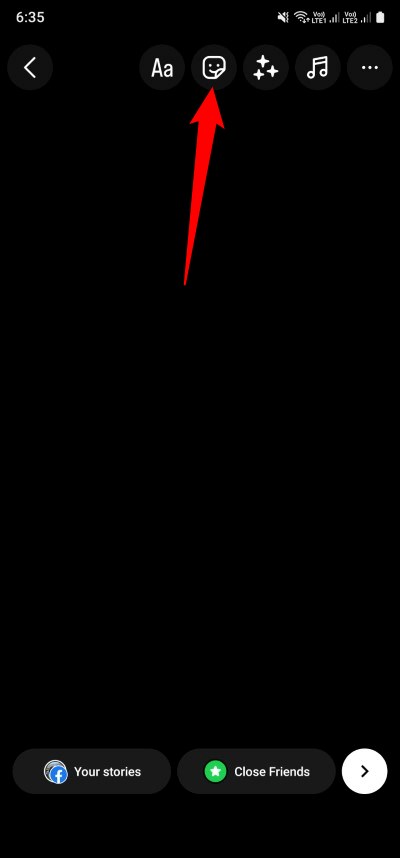 Меню стикеров в Instagram