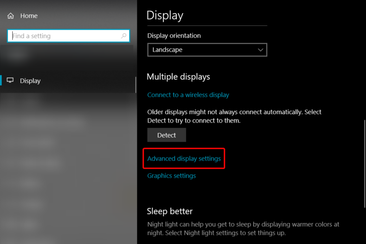 Дополнительные параметры дисплея в Windows