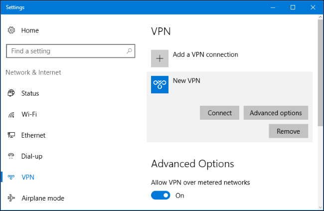 Подключение к VPN в Windows 10