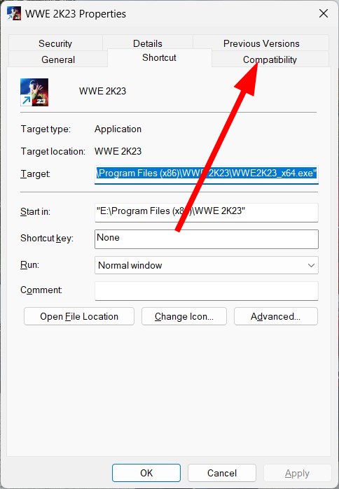 Вкладка «Совместимость» в окне свойств ярлыка игры