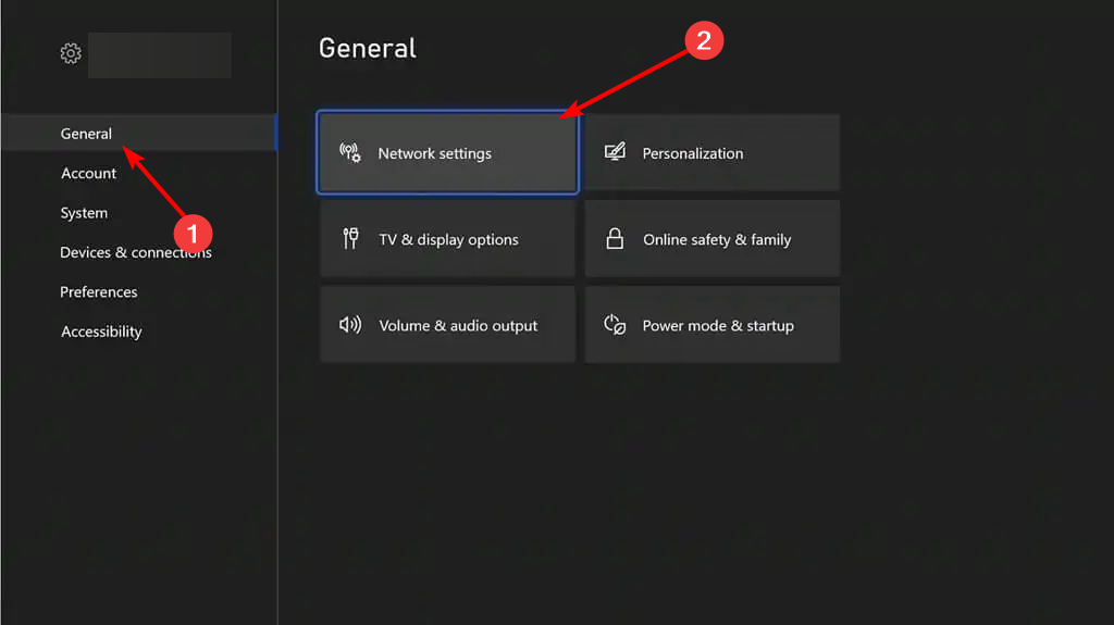 Сетевые параметры Xbox
