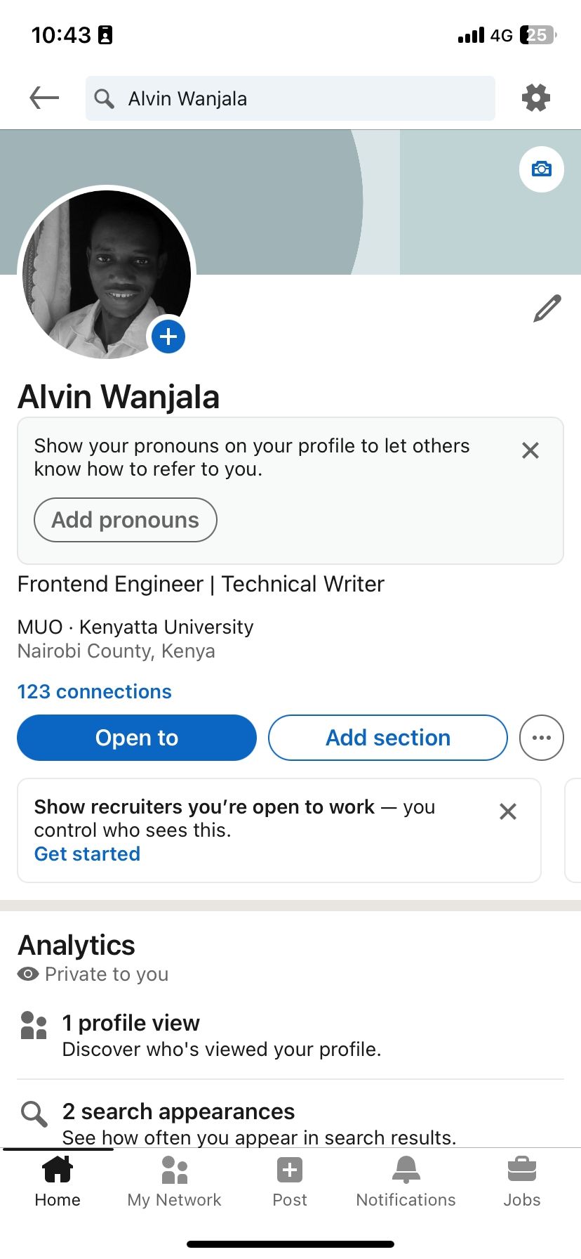 Страница профиля в LinkedIn