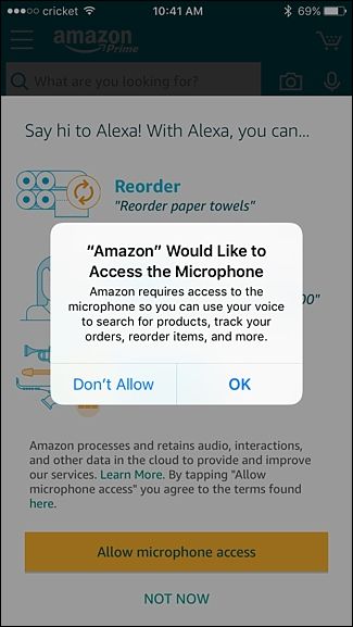 Подтверждение разрешения на использование микрофона iPhone