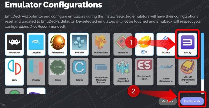 Убедитесь, что RPCS3 выбран в меню настроек эмулятора