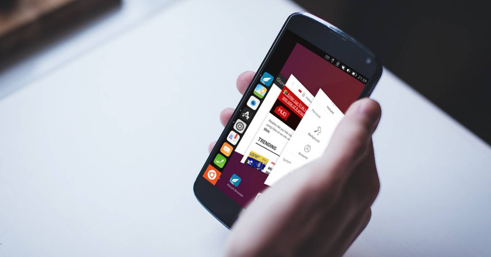 Ubuntu Touch на Nexus 5 — экран запуска