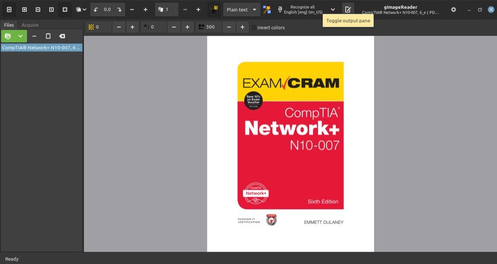 Панель вывода gImageReader