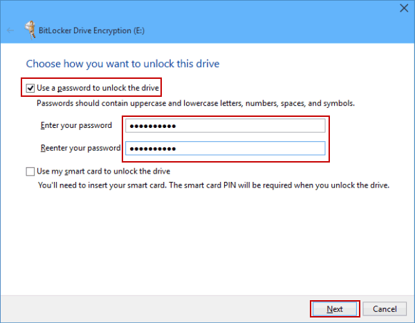 Lock Drive with Password in Windows 10
