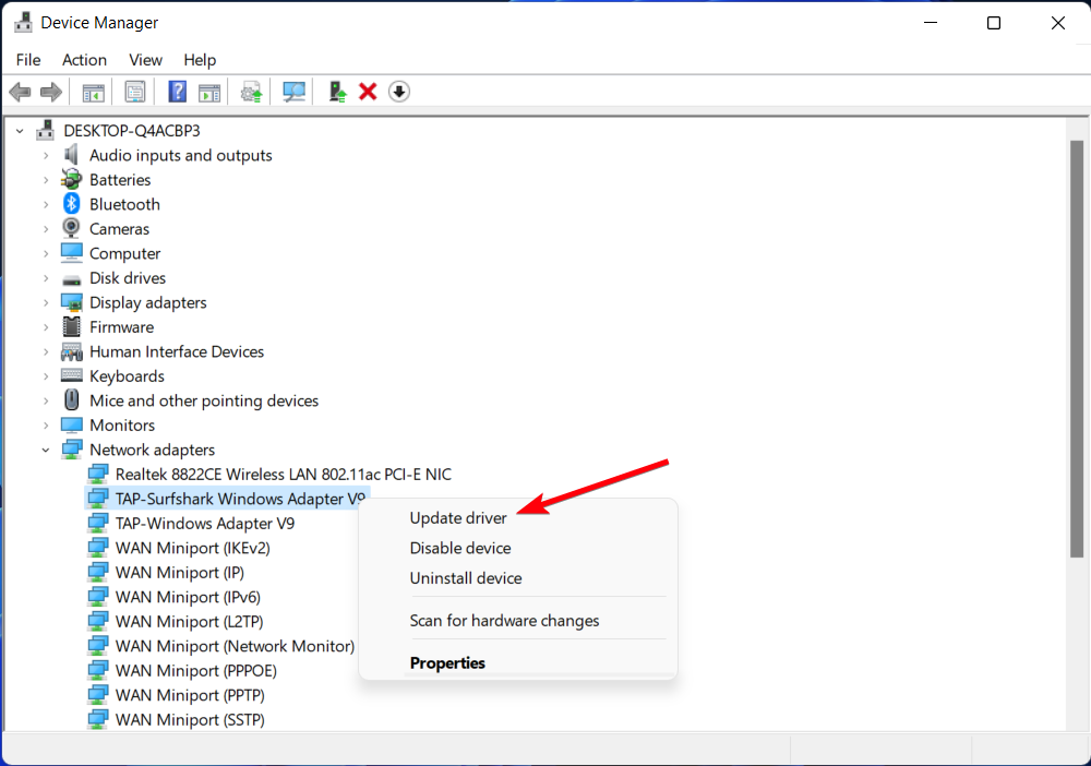 выбор обновления драйвера