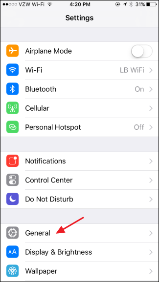 Экран настроек Основные