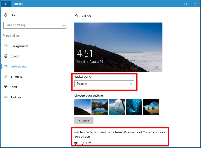 Настройки экрана блокировки с переключателями
