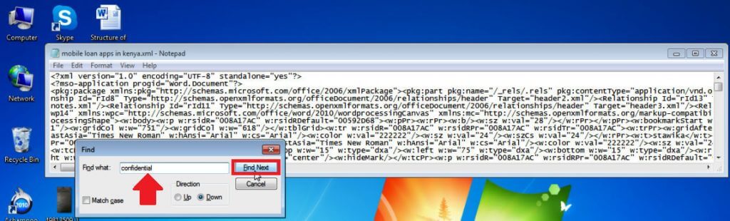 Поиск строки водяного знака в XML