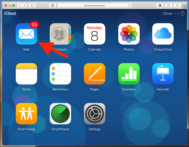 Кликайте Почта на iCloud.com
