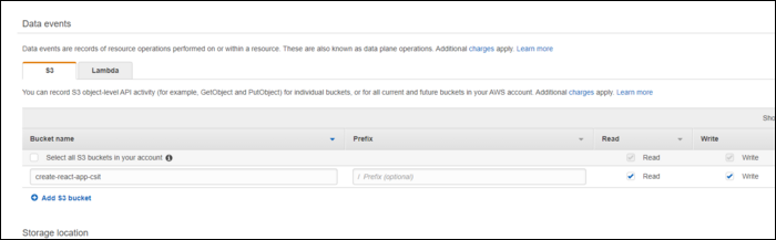 Настройка логов данных для S3 и Lambda