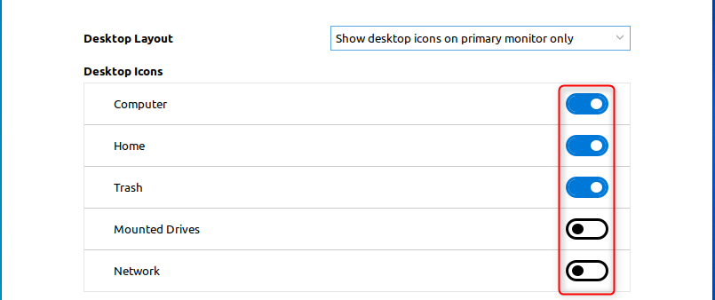 Включите и отключите иконки рабочего стола в Cinnamon