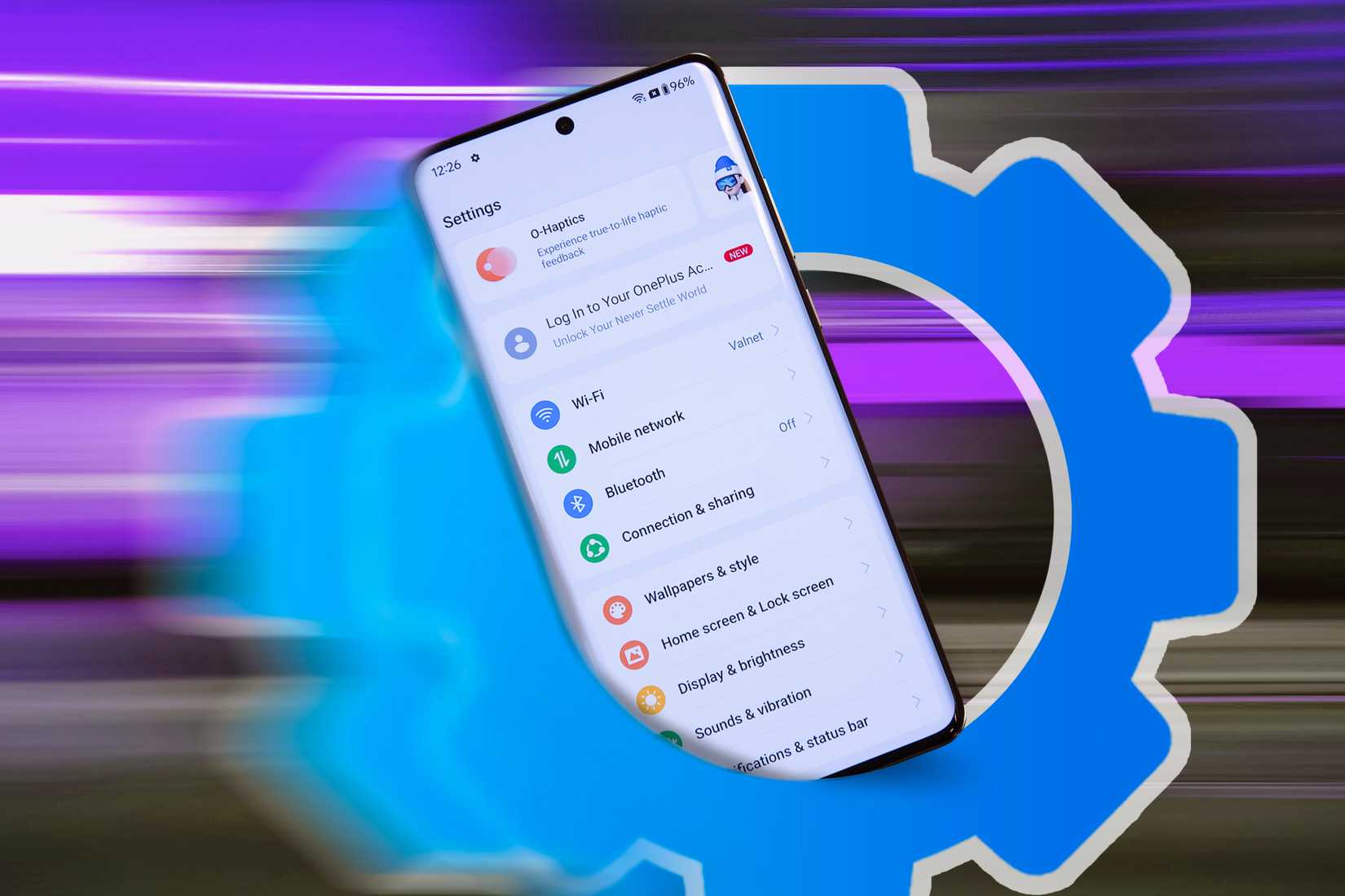 Телефон внутри зубчатого колеса настроек.