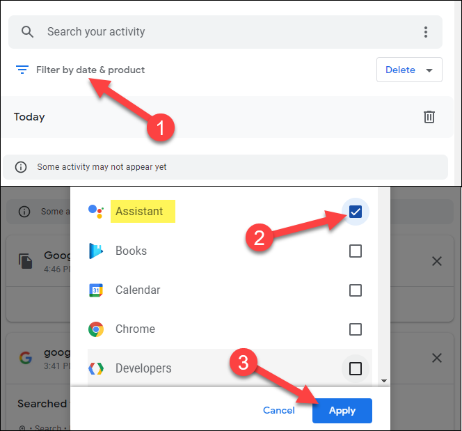 Фильтрация по дате и выбор 'Assistant'