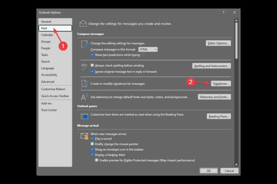 Разные подписи для почтовых ящиков в Outlook