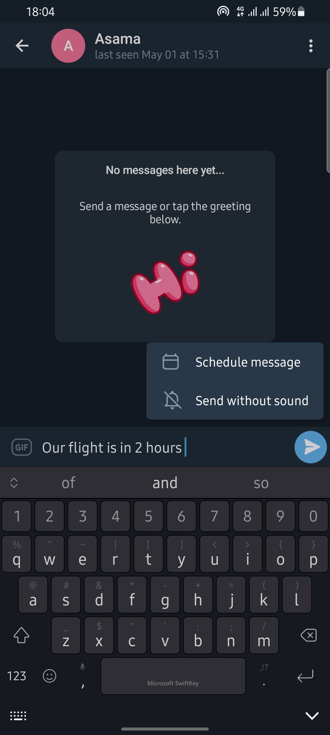 Скриншот: интерфейс планирования сообщений Telegram