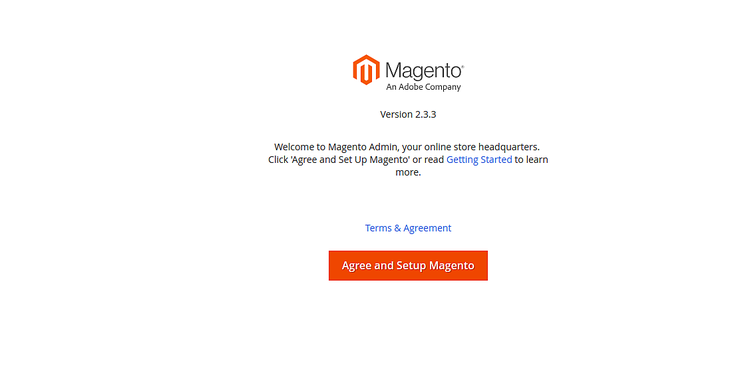 Стартовый экран установщика Magento