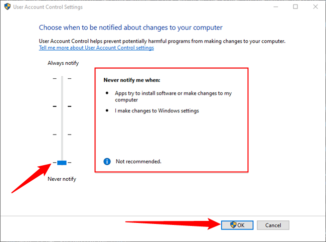 Drag the slider down to 