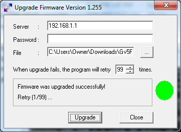 Настройки Firmware Upgrade Utility: сервер, файл, повторы