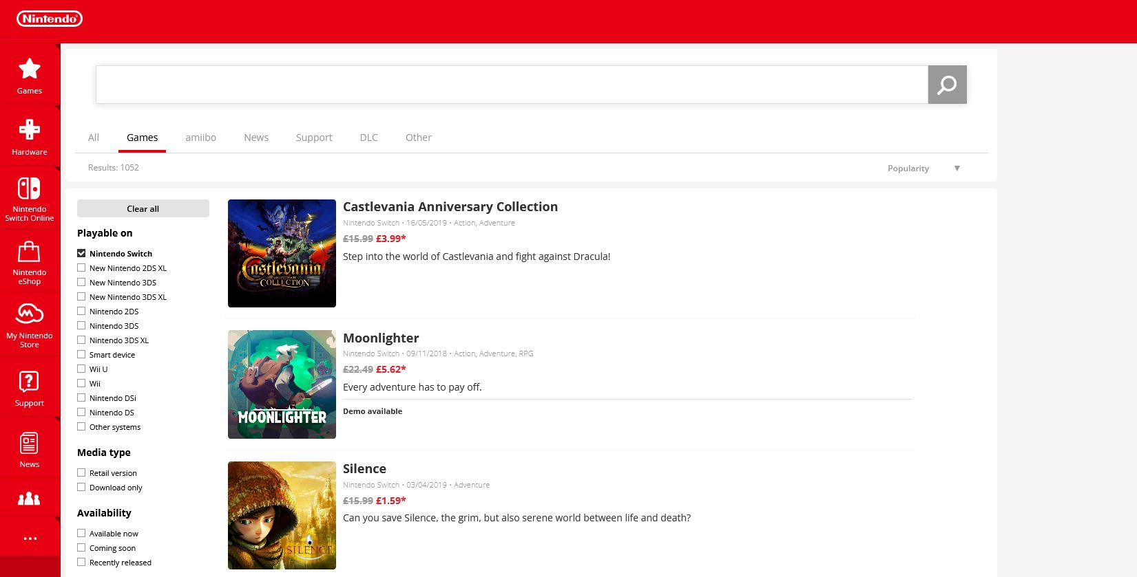 Акция в Nintendo eShop — распродажа игр на витрине