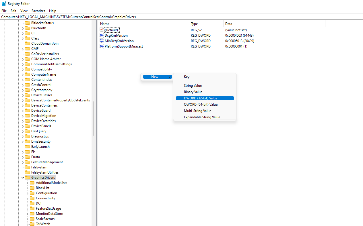 Создание DWORD в реестре для настройки TdrLevel