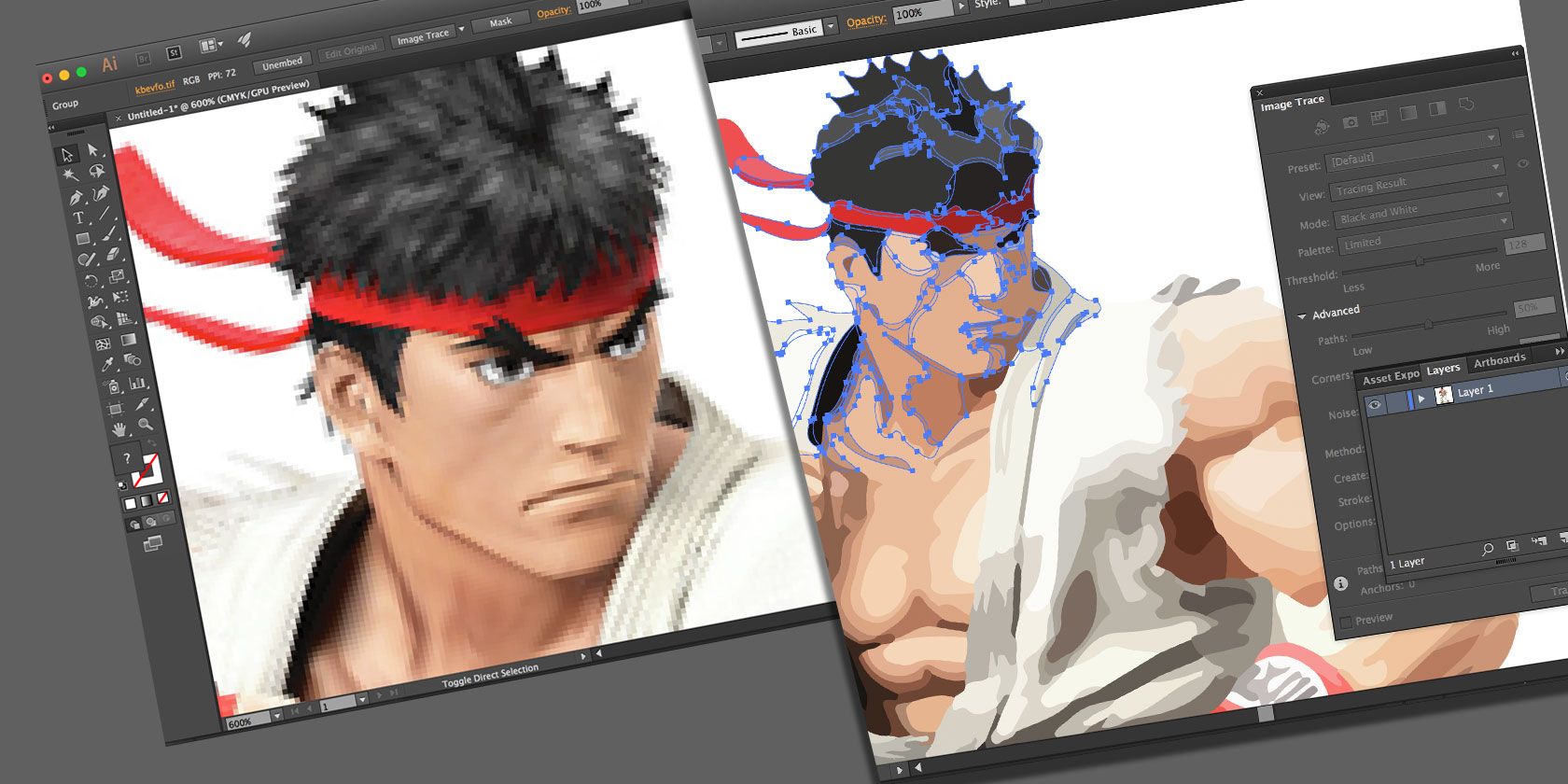 Преобразовать изображение в вектор в Illustrator