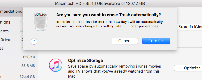 Настройка автоматического удаления из Корзины через 30 дней