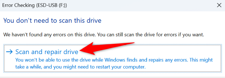 Выберите «Просканировать и восстановить диск».