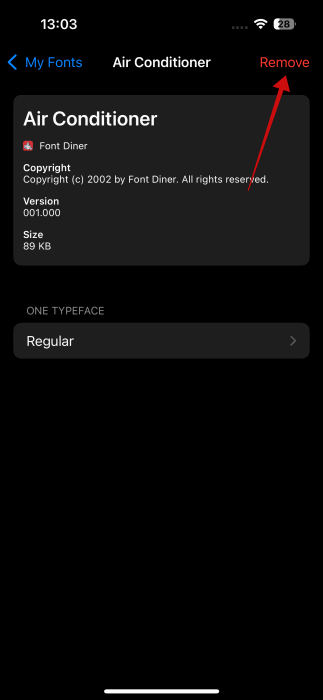 Удаление установленного шрифта на iPhone